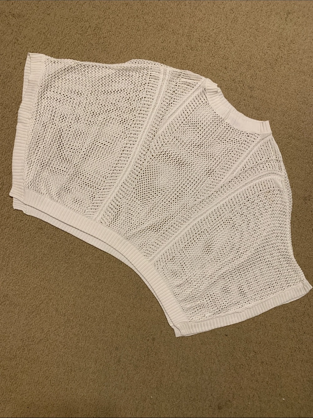 White Open-Knit Short Sleeve “Cropped” top